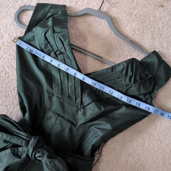 Elie Tahari Green Pleated Tie Front Mini Dress - Picture 6 of 7